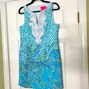 Aqua and white dress